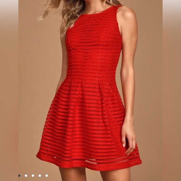 Lulus Brighter is Better Red Ribbed Sleeveless
Skater Dress MEDIUM - Picture 2 of 13